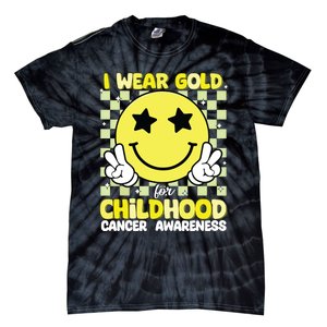 I Wear Gold For Childhood Cancer Awareness Tie-Dye T-Shirt