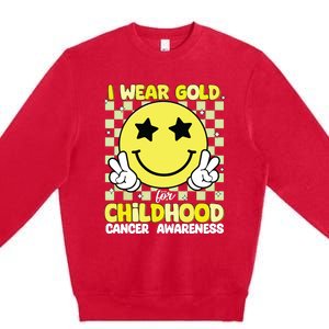 I Wear Gold For Childhood Cancer Awareness Premium Crewneck Sweatshirt