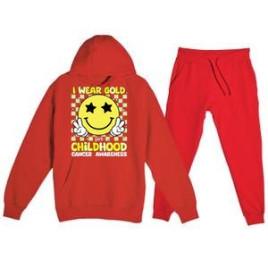 I Wear Gold For Childhood Cancer Awareness Premium Hooded Sweatsuit Set