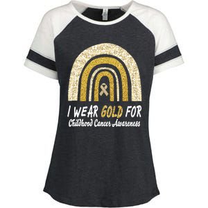 I Wear Gold Boho Gold And Leopard Pint Rainbow Enza Ladies Jersey Colorblock Tee