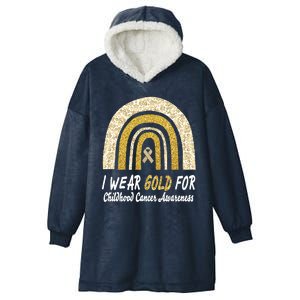 I Wear Gold Boho Gold And Leopard Pint Rainbow Hooded Wearable Blanket