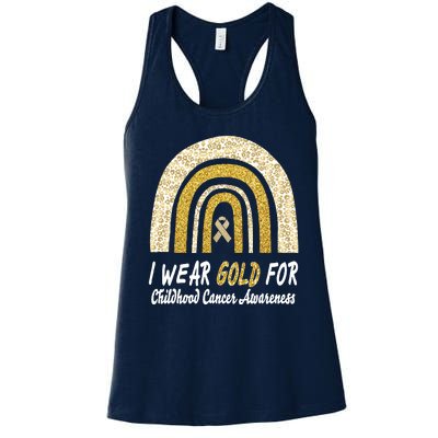 I Wear Gold Boho Gold And Leopard Pint Rainbow Women's Racerback Tank