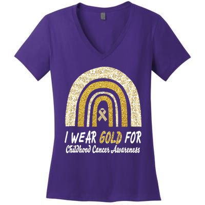 I Wear Gold Boho Gold And Leopard Pint Rainbow Women's V-Neck T-Shirt