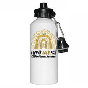 I Wear Gold Boho Gold And Leopard Pint Rainbow Aluminum Water Bottle