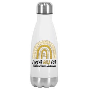 I Wear Gold Boho Gold And Leopard Pint Rainbow Stainless Steel Insulated Water Bottle