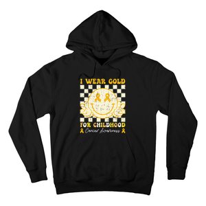 I Wear Gold For Childhood Cancer Awareness Smile Face Groovy Hoodie