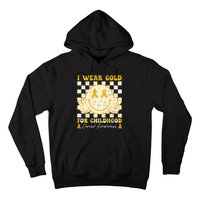 I Wear Gold For Childhood Cancer Awareness Smile Face Groovy Hoodie