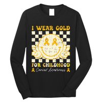 I Wear Gold For Childhood Cancer Awareness Smile Face Groovy Long Sleeve Shirt