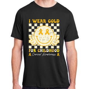 I Wear Gold For Childhood Cancer Awareness Smile Face Groovy Adult ChromaSoft Performance T-Shirt