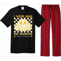 I Wear Gold For Childhood Cancer Awareness Smile Face Groovy Pajama Set