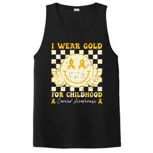 I Wear Gold For Childhood Cancer Awareness Smile Face Groovy PosiCharge Competitor Tank