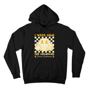 I Wear Gold For Childhood Cancer Awareness Smile Face Groovy Tall Hoodie