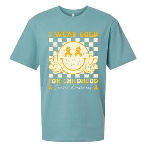 I Wear Gold For Childhood Cancer Awareness Smile Face Groovy Sueded Cloud Jersey T-Shirt