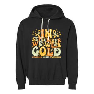 I Wear Gold For My Son Childhood Cancer Awareness Garment-Dyed Fleece Hoodie