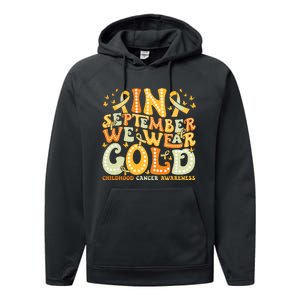 I Wear Gold For My Son Childhood Cancer Awareness Performance Fleece Hoodie