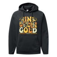 I Wear Gold For My Son Childhood Cancer Awareness Performance Fleece Hoodie