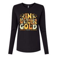 I Wear Gold For My Son Childhood Cancer Awareness Womens Cotton Relaxed Long Sleeve T-Shirt