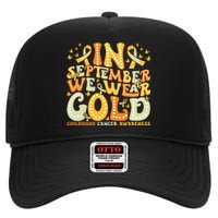 I Wear Gold For My Son Childhood Cancer Awareness High Crown Mesh Back Trucker Hat