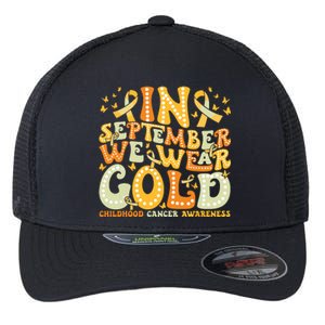 I Wear Gold For My Son Childhood Cancer Awareness Flexfit Unipanel Trucker Cap