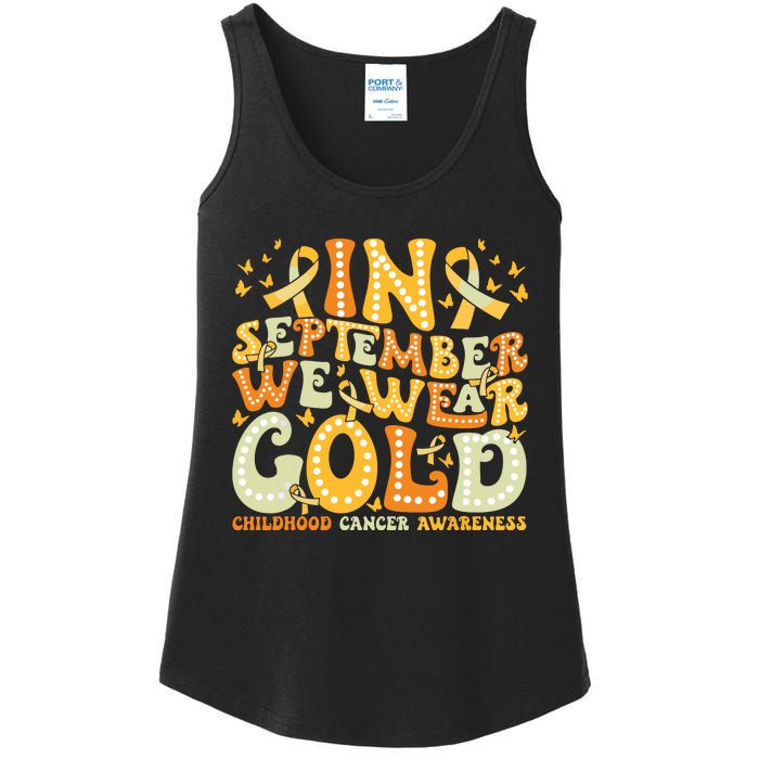 I Wear Gold For My Son Childhood Cancer Awareness Ladies Essential Tank