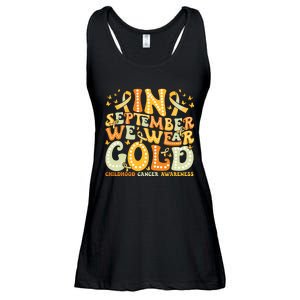 I Wear Gold For My Son Childhood Cancer Awareness Ladies Essential Flowy Tank