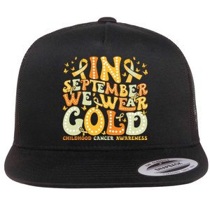 I Wear Gold For My Son Childhood Cancer Awareness Flat Bill Trucker Hat