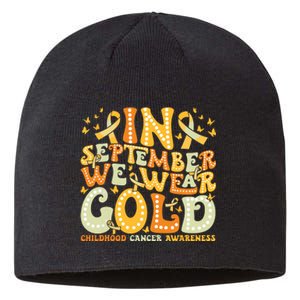 I Wear Gold For My Son Childhood Cancer Awareness Sustainable Beanie