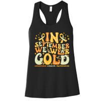 I Wear Gold For My Son Childhood Cancer Awareness Women's Racerback Tank