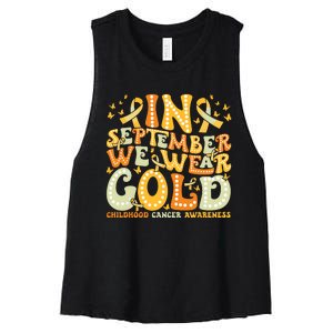 I Wear Gold For My Son Childhood Cancer Awareness Women's Racerback Cropped Tank