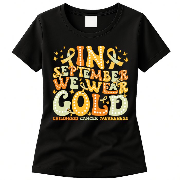 I Wear Gold For My Son Childhood Cancer Awareness Women's T-Shirt