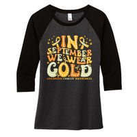 I Wear Gold For My Son Childhood Cancer Awareness Women's Tri-Blend 3/4-Sleeve Raglan Shirt