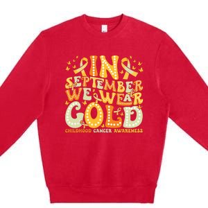 I Wear Gold For My Son Childhood Cancer Awareness Premium Crewneck Sweatshirt