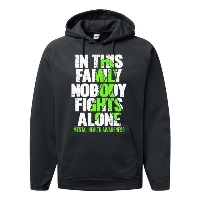 I Wear Green Ribbon Fight The Stigma Mental Health Awareness Performance Fleece Hoodie