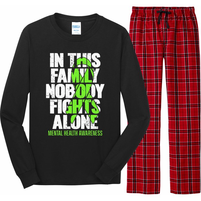 I Wear Green Ribbon Fight The Stigma Mental Health Awareness Long Sleeve Pajama Set