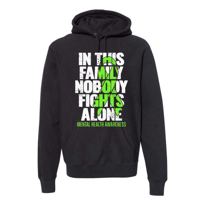 I Wear Green Ribbon Fight The Stigma Mental Health Awareness Premium Hoodie