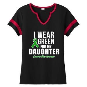 I Wear Green For Daughter Cerebral Palsy Awareness Gift Ladies Halftime Notch Neck Tee