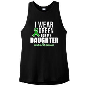 I Wear Green For Daughter Cerebral Palsy Awareness Gift Ladies PosiCharge Tri-Blend Wicking Tank