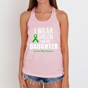 I Wear Green For Daughter Cerebral Palsy Awareness Gift Women's Knotted Racerback Tank