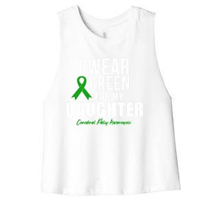 I Wear Green For Daughter Cerebral Palsy Awareness Gift Women's Racerback Cropped Tank