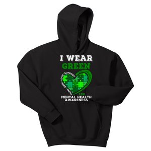 I Wear Green For Mental Health Awareness End The Stigma Kids Hoodie