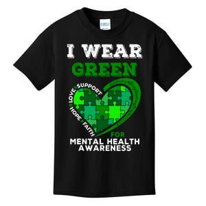 I Wear Green For Mental Health Awareness End The Stigma Kids T-Shirt