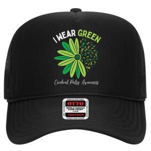 I Wear Green For My Daughter Cerebral Palsy Awareness High Crown Mesh Back Trucker Hat