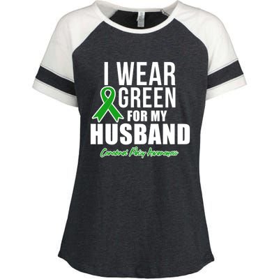 I Wear Green For Husband Cerebral Palsy Awareness Gift Enza Ladies Jersey Colorblock Tee