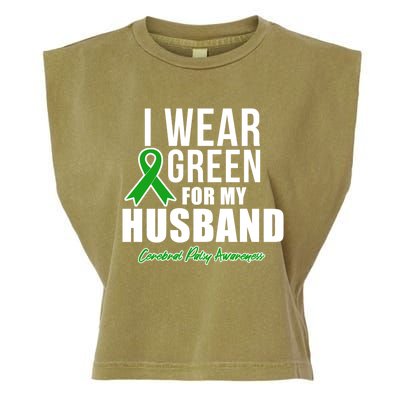 I Wear Green For Husband Cerebral Palsy Awareness Gift Garment-Dyed Women's Muscle Tee