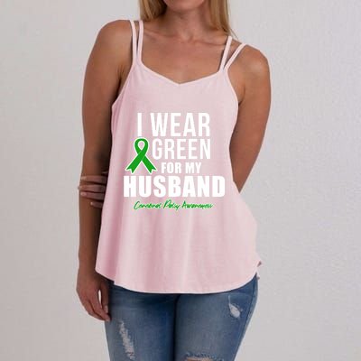 I Wear Green For Husband Cerebral Palsy Awareness Gift Women's Strappy Tank