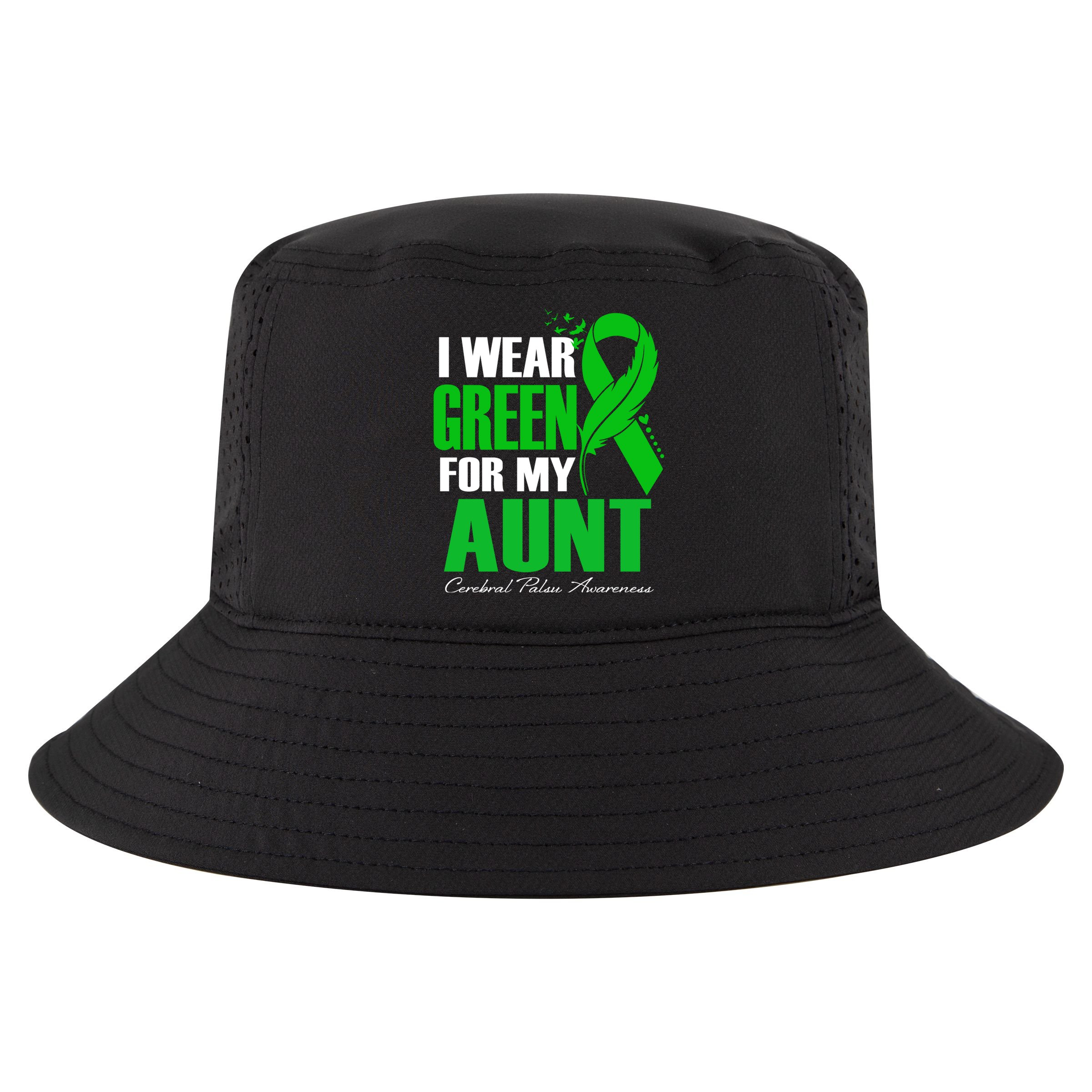 I Wear Green For My Aunt Cerebral Palsy Awareness Feather Cool Gift Cool Comfort Performance Bucket Hat