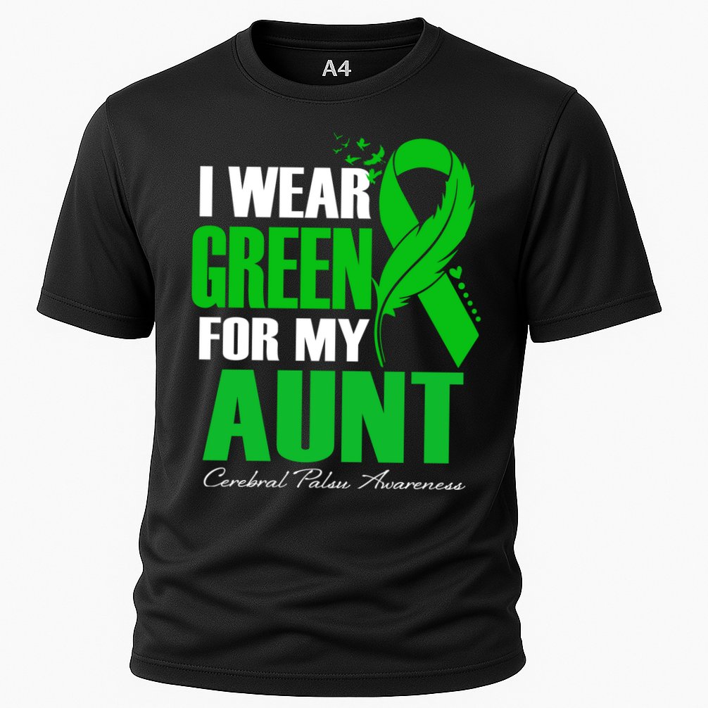 I Wear Green For My Aunt Cerebral Palsy Awareness Feather Cool Gift Cooling Performance Crew T-Shirt