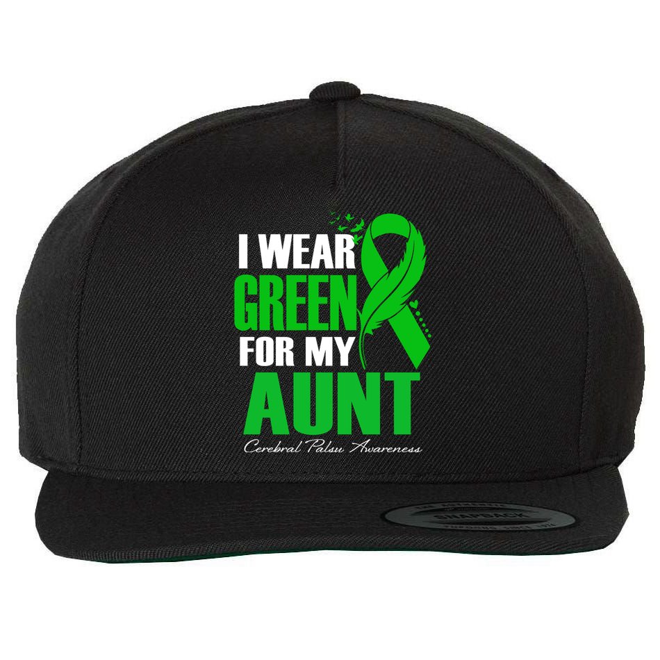 I Wear Green For My Aunt Cerebral Palsy Awareness Feather Cool Gift Wool Snapback Cap