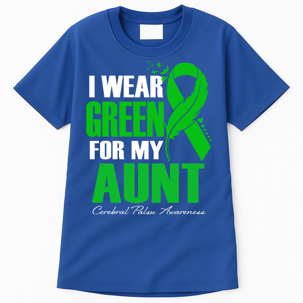 I Wear Green For My Aunt Cerebral Palsy Awareness Feather Cool Gift Tall T-Shirt