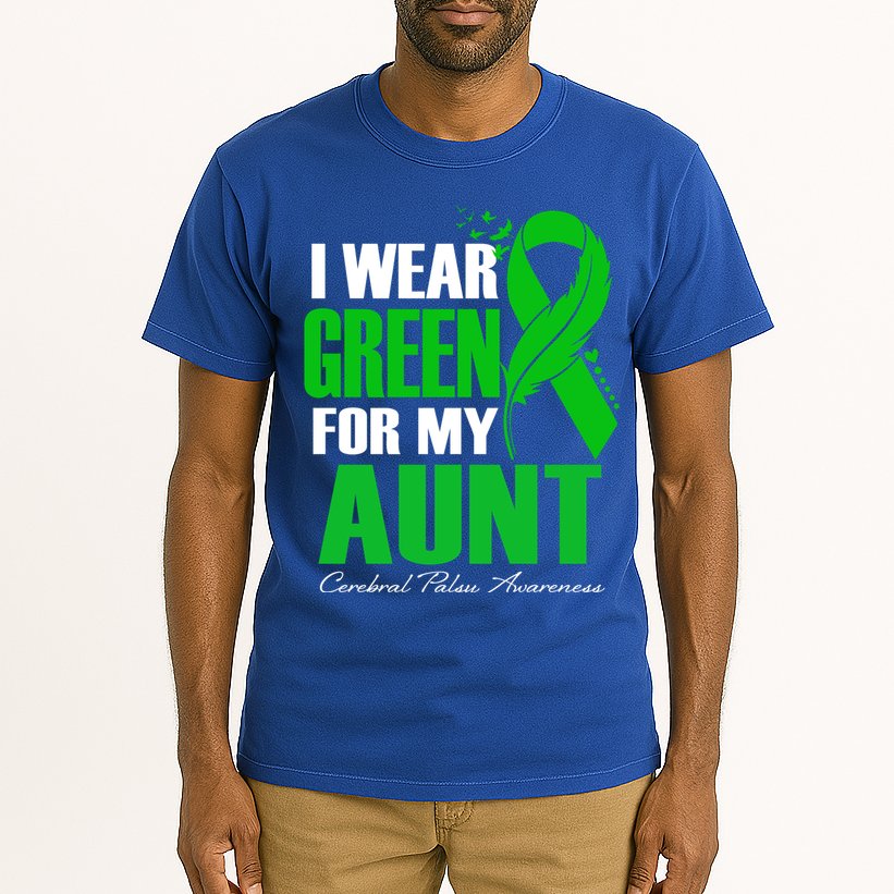 I Wear Green For My Aunt Cerebral Palsy Awareness Feather Cool Gift Tall T-Shirt